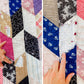 Vintage Pink Chevron Strip Cutter Quilt, c1910s, 76" x 62"