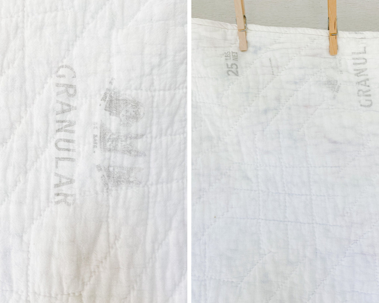 Vintage Multicolored Nine Patch Cotton Twin Quilt with Sugar Sack Fabrics, c1940 - 87" x 64"