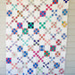Vintage Multicolored Nine Patch Cotton Twin Quilt with Sugar Sack Fabrics, c1940 - 87" x 64"