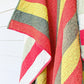 Vintage Reversible Brown Yellow Red and Green Bar Quilt, 84" x 72"