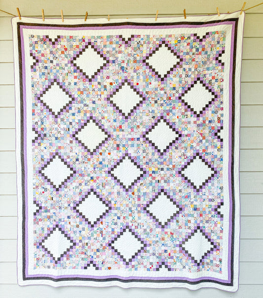 Vintage Postage Stamp Quilt of a Thousand Prints, c1930s Feedsack Fabrics - 82" x 69"