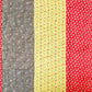 Vintage Reversible Brown Yellow Red and Green Bar Quilt, 84" x 72"
